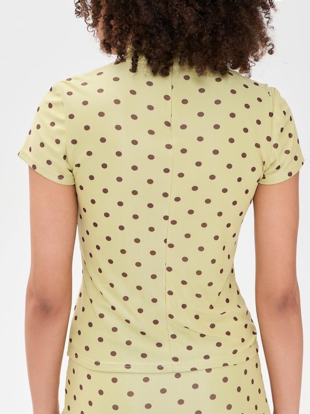 Polka Dot Maxi Dress in Light Green with Brown Dots